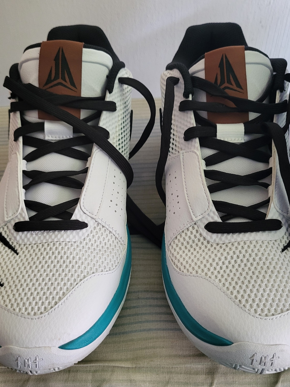 Nike JA 1 Reverse Scratch White Teal Accent Athletic Sneakers - Picture 6 of 8